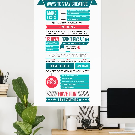 Poster moyens de rester créatif (Bureau à domicile)