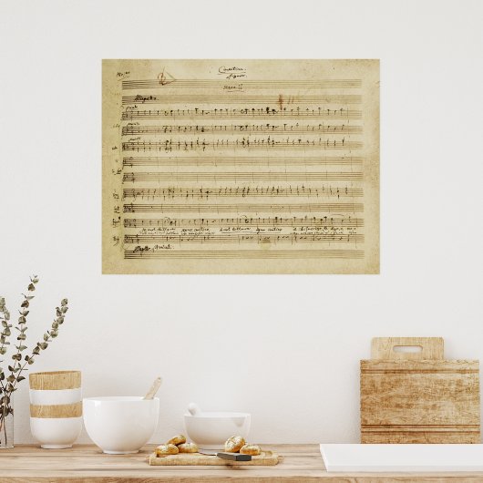 Poster Mozart Mariage de Figaro Manuscript Imprimer (Cuisine)