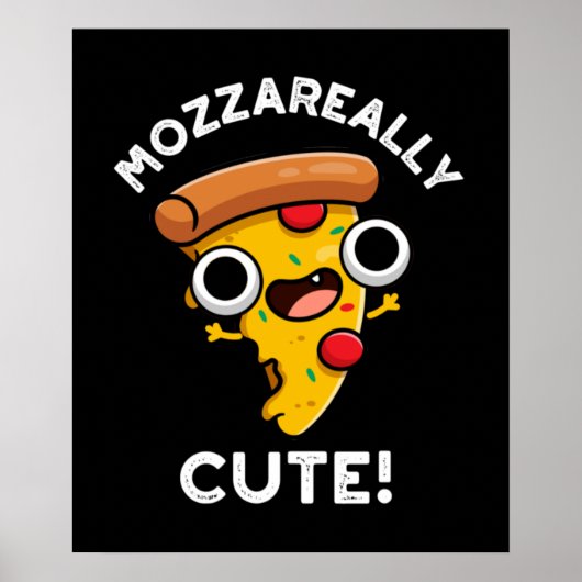 Poster Mozza vraiment mignon Pizza Pun Dark BG (Devant)