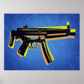 Poster MP5 Sub Machine Gun on Blue (Devant)