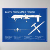 Poster MQ-1 Predator UAV- Plan d'avion ABD (Devant)