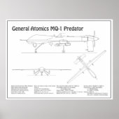 Poster MQ-1 Predator UAV- Plan d'avion BD (Devant)
