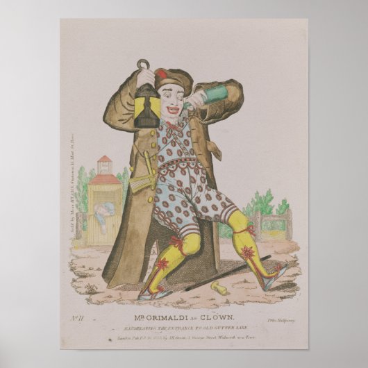 Poster Mr Grimaldi as Clown, illuminating the (Devant)
