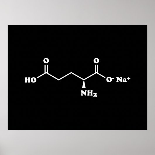 Poster MSG Monosodium Glutamate Molecule Formule chimique (Devant)