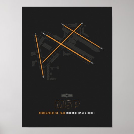 Poster MSP - Diagramme de piste de l'aéroport de Minneapo (Devant)