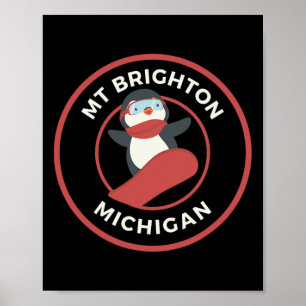 Poster Mt Brighton Michigan Station de ski Penguin Snowbo