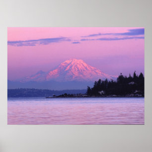 Poster Mt. Rainier à Sunset, État de Washington.