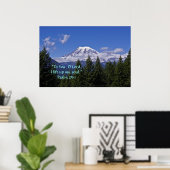 Poster Mt Rainier dans le brouillard avec versets d'écrit (Bureau à domicile)