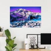Poster Mt Rainier Psychedelic Purple Recolor Washington (Bureau à domicile)