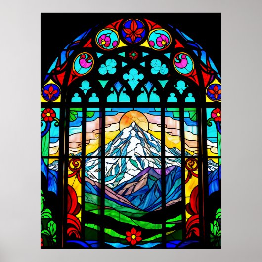 Poster Mt. Shasta en vitrail (Devant)