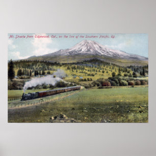 Poster Mt. Shasta et rail Pacifique du sud