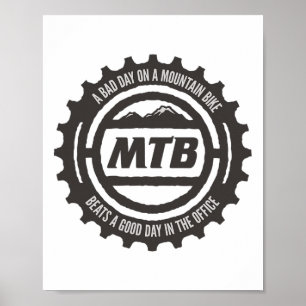 Poster Mtb drôle, jour D sur un vélo de montagne, vélo de