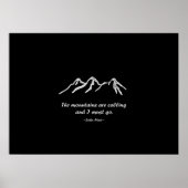 Poster Mtns appelle/Snowy blizzard sur Black Design (Devant)