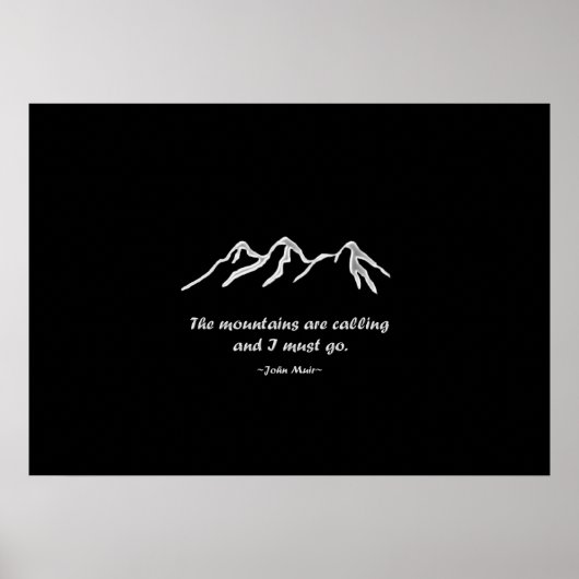 Poster Mtns appelle/Snowy blizzard sur Black Design (Devant)