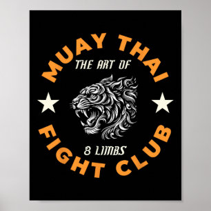 Poster Muay Thai Mma Combat Tatouage Tigre Art des 8 Memb