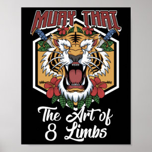 Poster Muay Thai Mma Tigre Art des 8 Membres Kickboxing