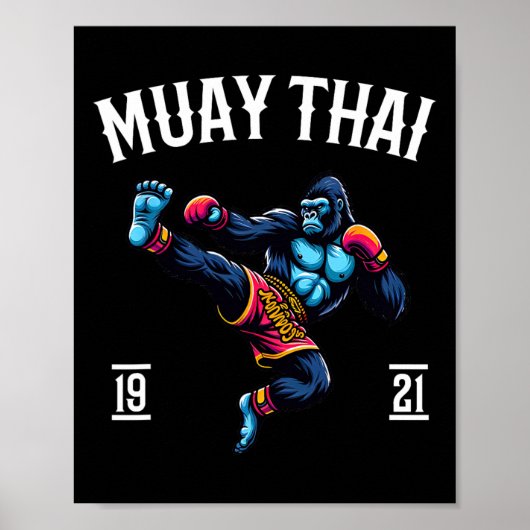 Poster Muay Thai Monkey - Kickboxing et Boxe Thaïlandaise (Devant)