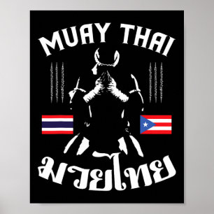 Poster Muay Thai Porto Rico Drapeau Martial Arts Thai Box
