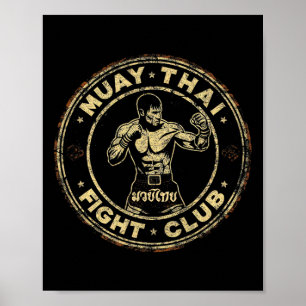 Poster Muay Thai Thaïlande Kickboxing Combattant Mma Vint