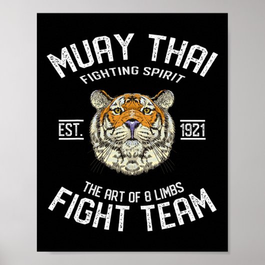 Poster Muay Thai Tiger Boxe Thaïlandaise Kickboxing (Devant)