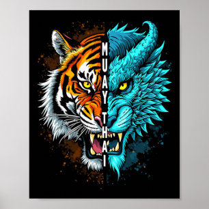 Poster Muay Thai Tiger Dragon Fusion Art