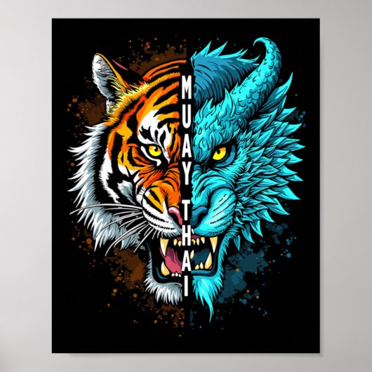 Poster Muay Thai Tiger Dragon Fusion Art (Devant)