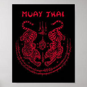 Poster Muay Thai Tiger Sak Yant Kickboxing Spirituel Thaï