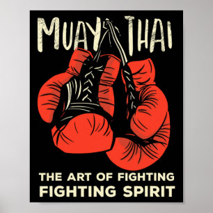 Poster Muay Thai Vintage Rétro Art du Combat Kickboxing
