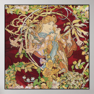 Poster Mucha Art Nouveau Imprimer : Femme avec mar