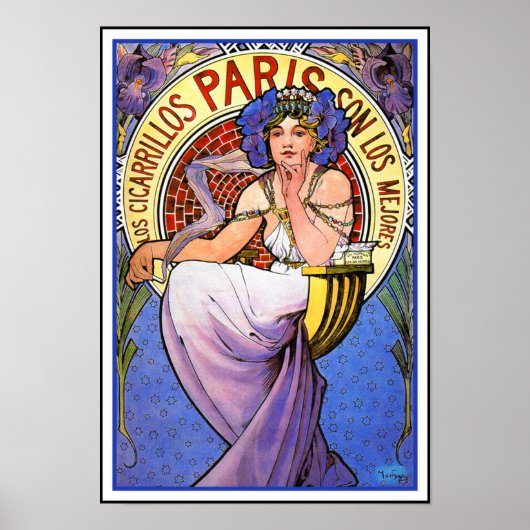 Poster Mucha Art Nouveau : Los Cigarrillos Paris (Devant)