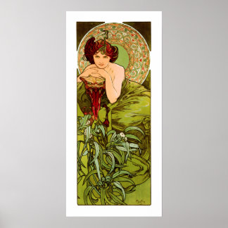 Poster Mucha - Emerald - de la série "Precious Stones