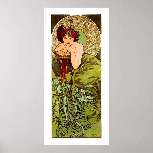Poster Mucha - Emerald - de la série "Precious Stones (Devant)