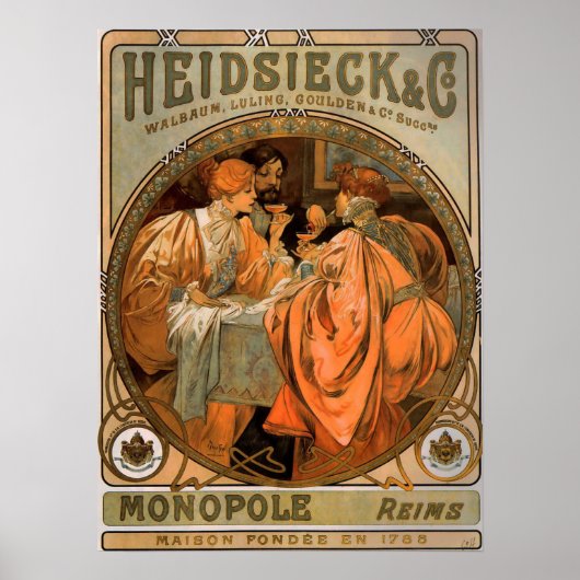 Poster Mucha - Heidsieck And Co 1901 (Devant)
