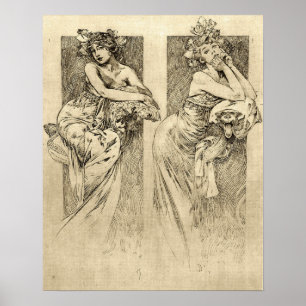 Poster Mucha - Illustrations de femmes 1901