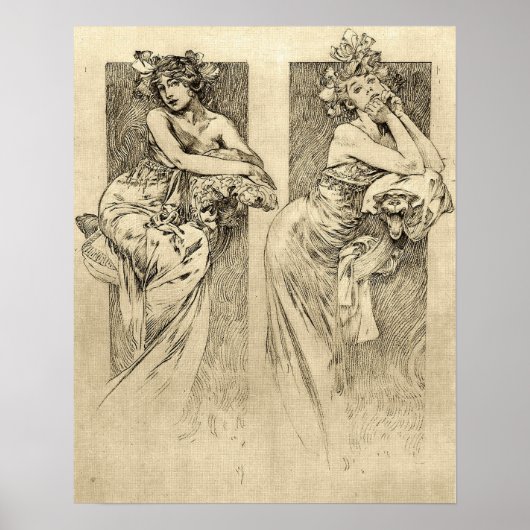 Poster Mucha - Illustrations féminines 1901 (Devant)
