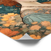 Poster Mucha, Motifs floraux, Art publicitaire, Tchécoslo (Coin)