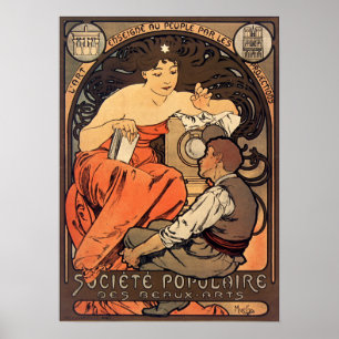 Poster Mucha - Société Populaire Des Beaux-Arts