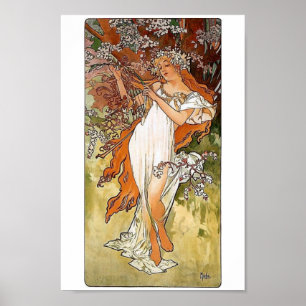 Poster Mucha Spring femme
