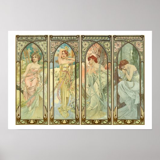 Poster Mucha, Times of the Seasons, Art Nouveau (Devant)