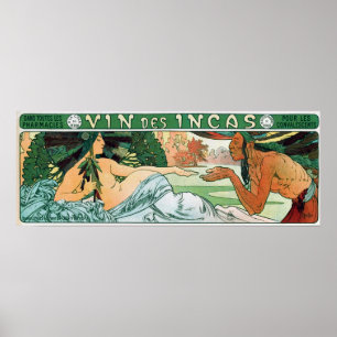 Poster Mucha - Un Homme Inca Et La Déesse Incas Bienvenue