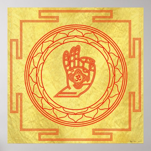 Poster Mudra Om Mandala Classic Saffron (Devant)