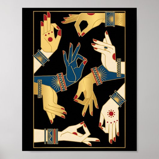 Poster Mudras de danse classique indienne Bharatanatyam s (Devant)