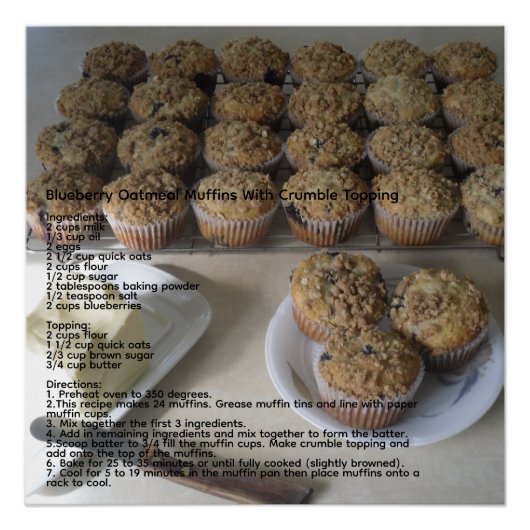 Poster Muffins d'avoine bleuté (Devant)