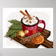 Mug Chocolat Chaud Rustique Cosy Marshmallow Noël