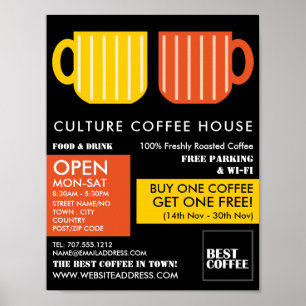 Poster Mug Pastel tendance Icons Barista, Café, Café, Caf