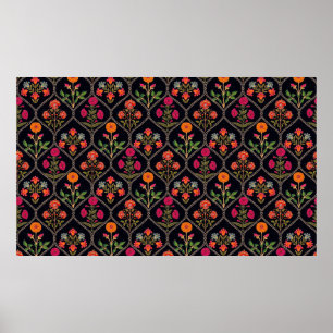 Poster mughal motif Kani Look ornament pattern multi colo