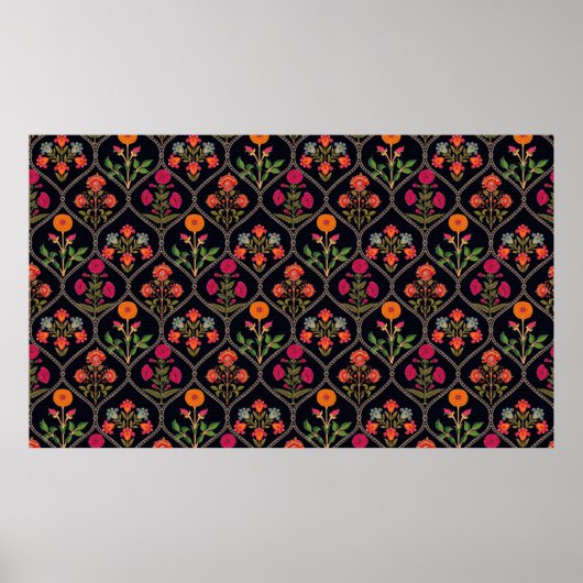 Poster mughal motif Kani Look ornament pattern multi colo (Devant)