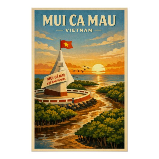Poster Mui Ca Mau, Vietnam, dans un style rétro classique (Devant)