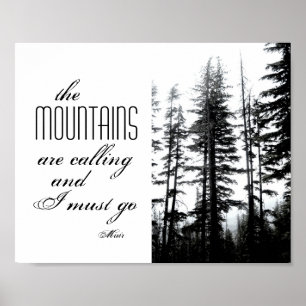 poster Muir citaat met zwarte en witte fotografie