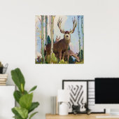 Poster « Mule Deer Buck et Doe » par W Herbert Dunton (Bureau à domicile)